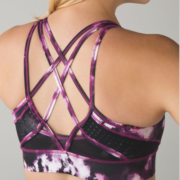 Lululemon Strap It Like It's Hot Sports Bra Blooming Pixie Multi Raspberry Sz 6 - Picture 3 of 7